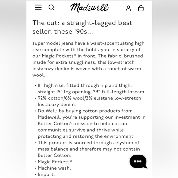 Madewell Perfect Vintage Straight Jean: InstaCozy Edition size 33 but run large - Picture 10 of 11